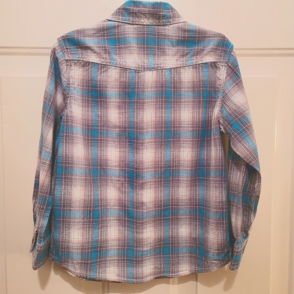 Boys Cherokee Shirt, 4T, Turq/Gray/White Plaid - Picture 2 of 4